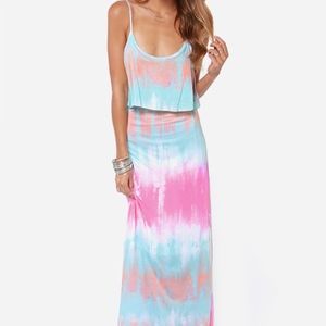 Tie Dye Blue Maxi Dress